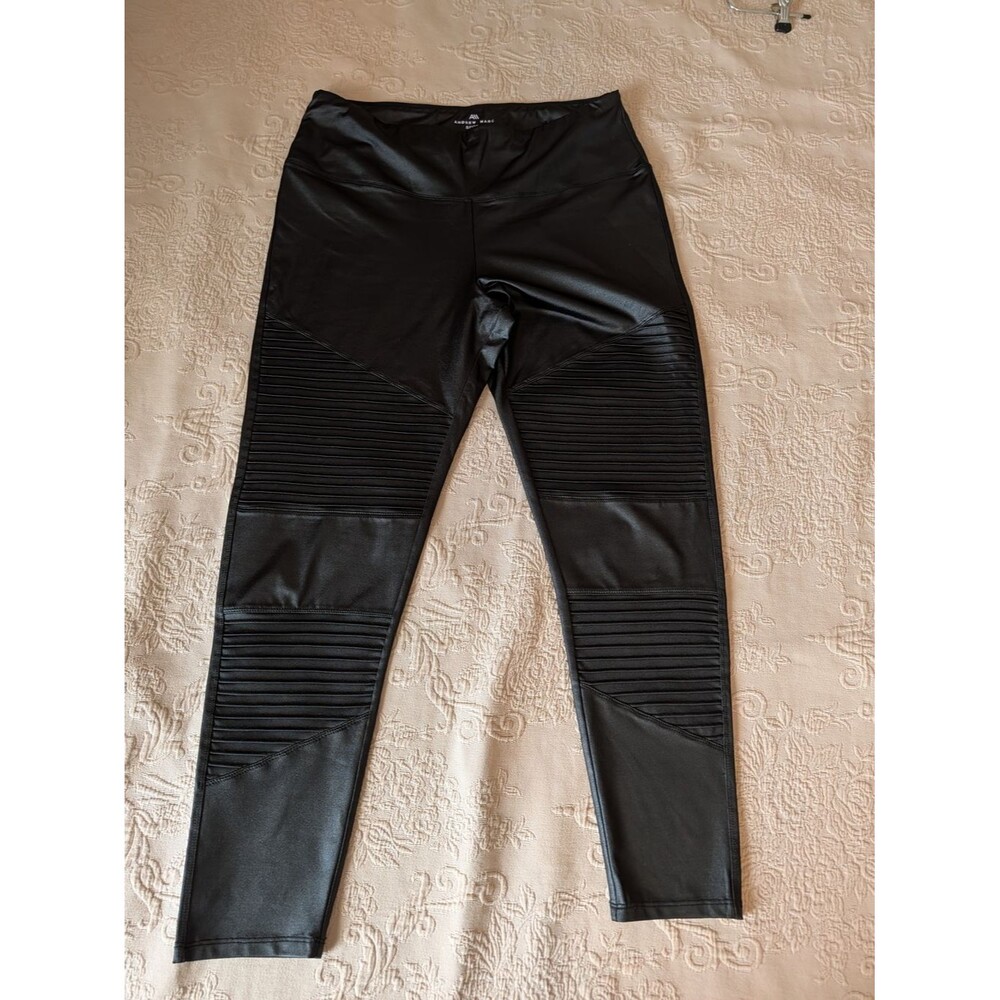 Andrew Marc Sport Black Faux Leather Moto-Style Jeggings